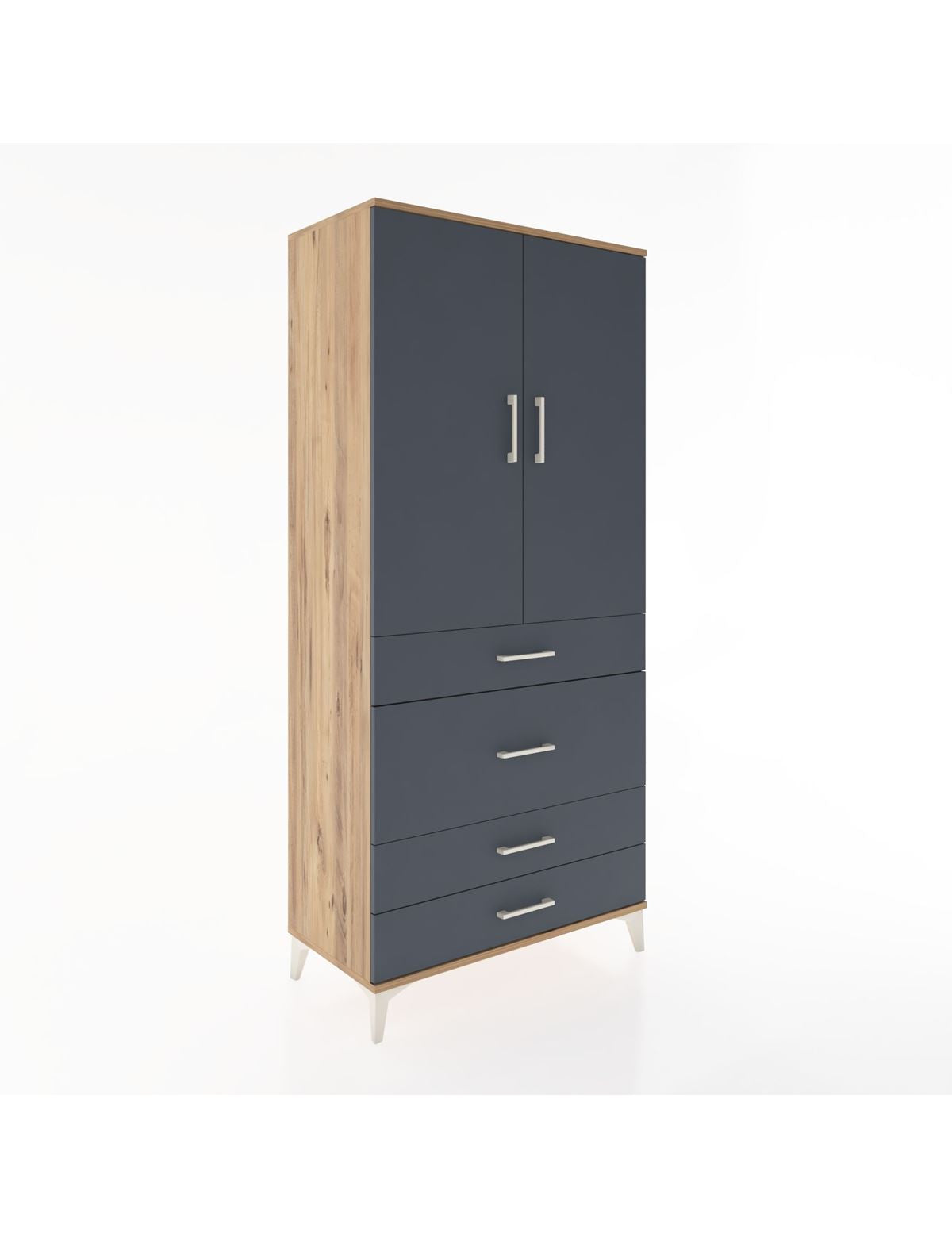 Hyperion Dolap Tek Raflı 4 Çekmeceli Tek Askılı 88x44x195 - S60M059V8B