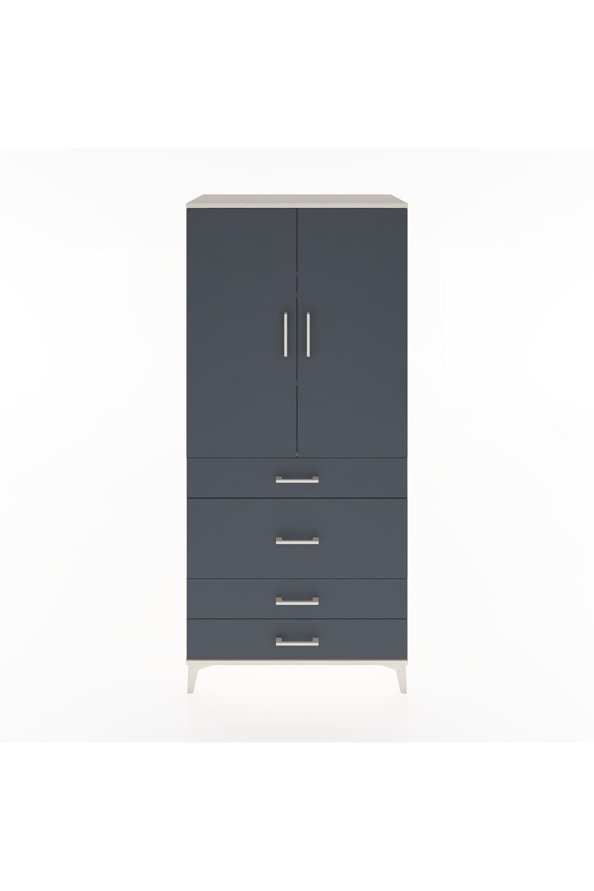 Hyperion Dolap 3 Raflı 4 Çekmeceli 2 Kapaklı 88x44x195 - S60M060V2B