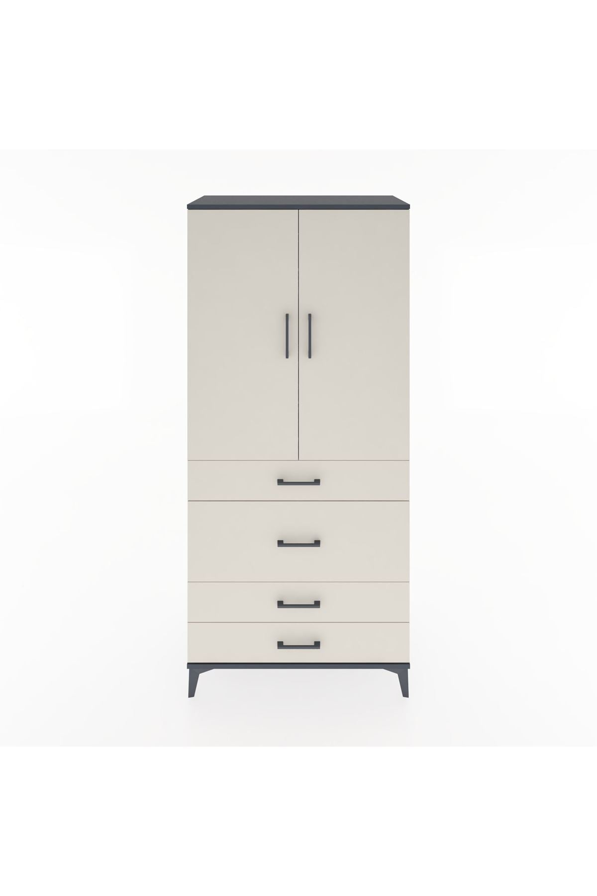 Hyperion Dolap 3 Raflı 4 Çekmeceli 2 Kapaklı 88x44x195 - S60M060V4B