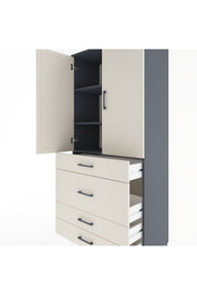 Hyperion Dolap 3 Raflı 4 Çekmeceli 2 Kapaklı 88x44x195 - S60M060V4B
