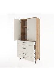 Hyperion Dolap 3 Raflı 4 Çekmeceli 2 Kapaklı 88x44x195 - S60M060V7B