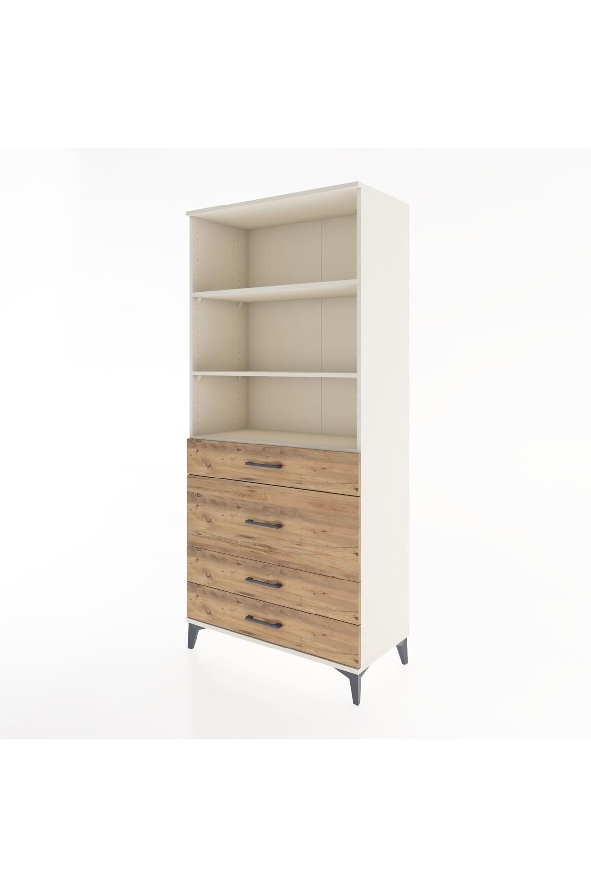 Hyperion Dolap 3 Raflı 4 Çekmeceli 88x44x195 - S60M061V3B