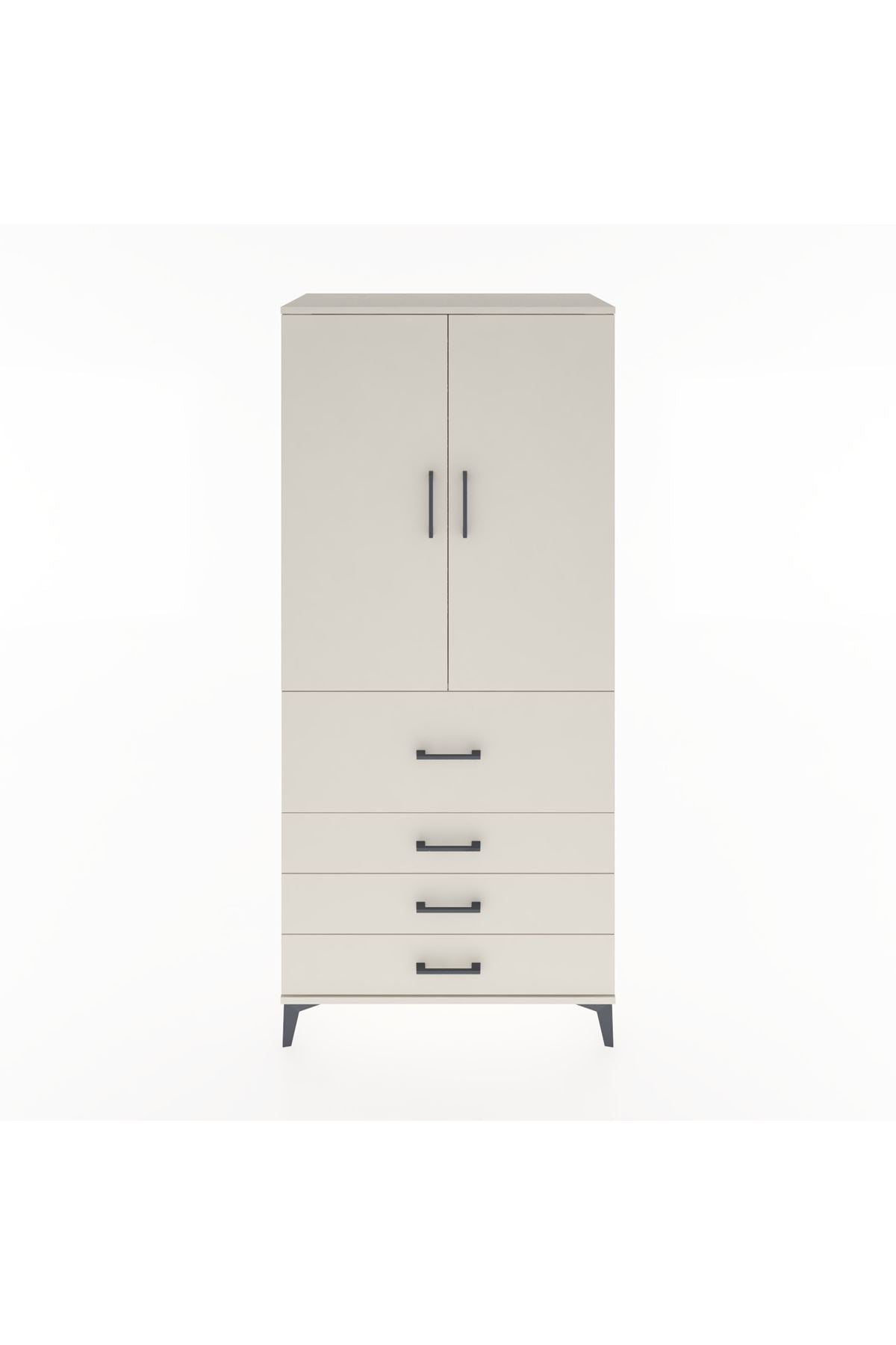 Hyperion Dolap Tek Raflı 4 Çekmeceli Tek Askılı 88x44x195 - S60M062V1B