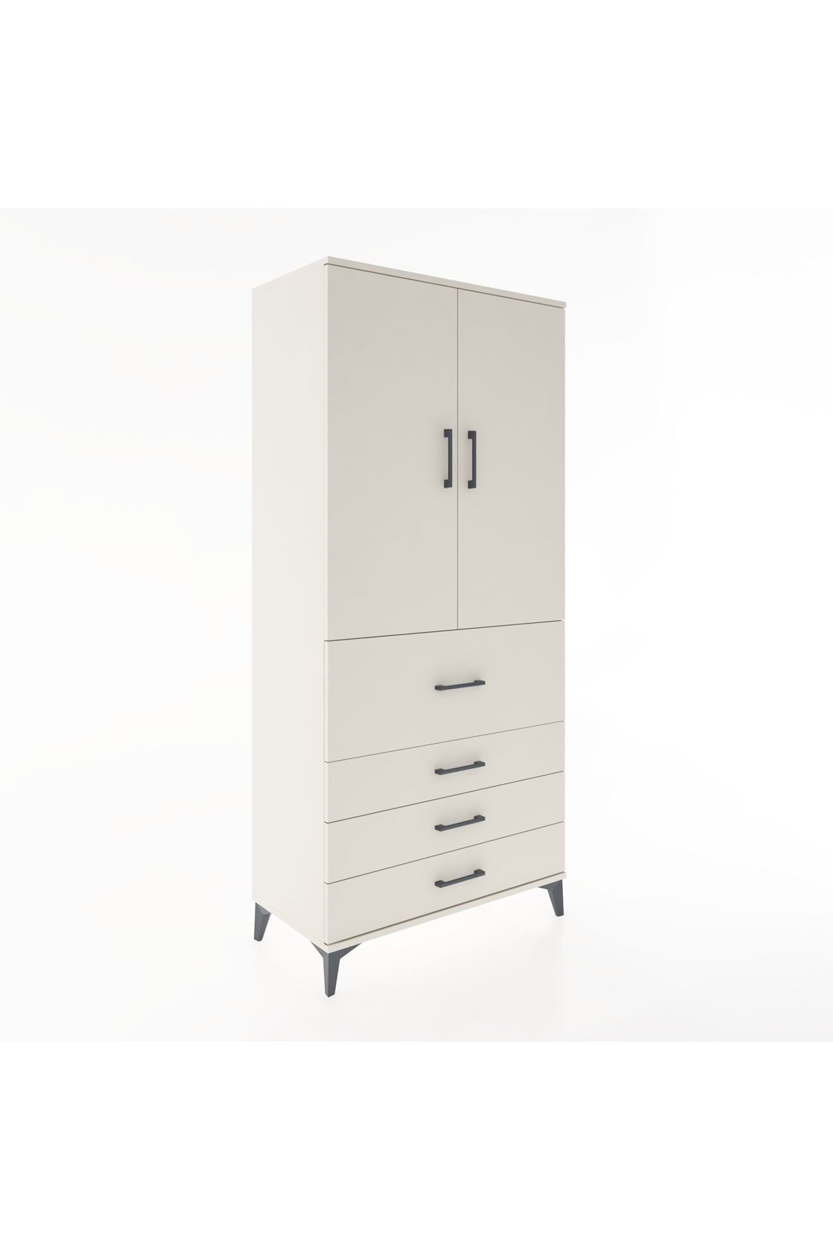 Hyperion Dolap Tek Raflı 4 Çekmeceli Tek Askılı 88x44x195 - S60M062V1B