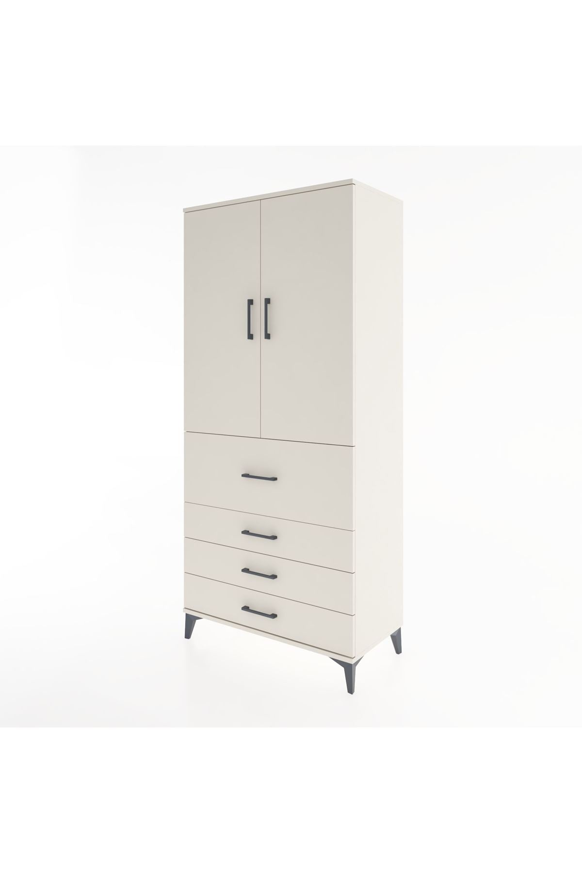 Hyperion Dolap Tek Raflı 4 Çekmeceli Tek Askılı 88x44x195 - S60M062V1B
