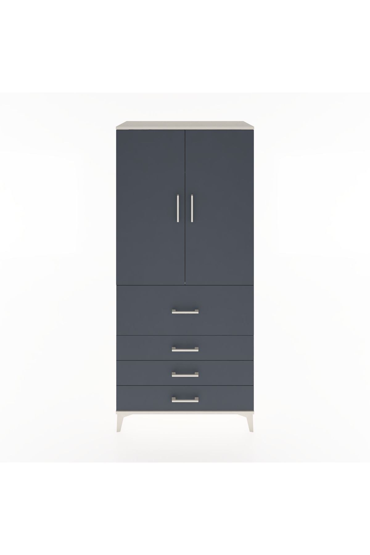 Hyperion Dolap Tek Raflı 4 Çekmeceli Tek Askılı 88x44x195 - S60M062V2B