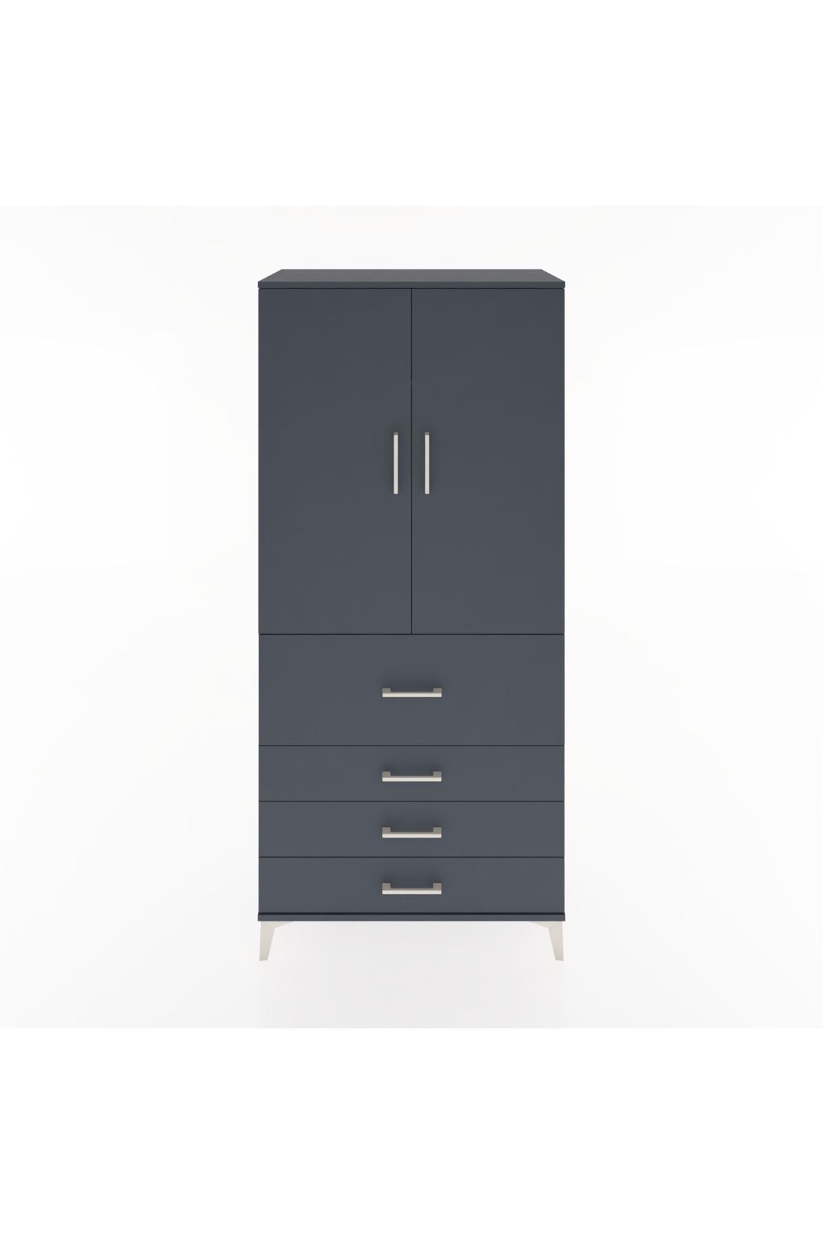 Hyperion Dolap Tek Raflı 4 Çekmeceli Tek Askılı 88x44x195 - S60M062V5B