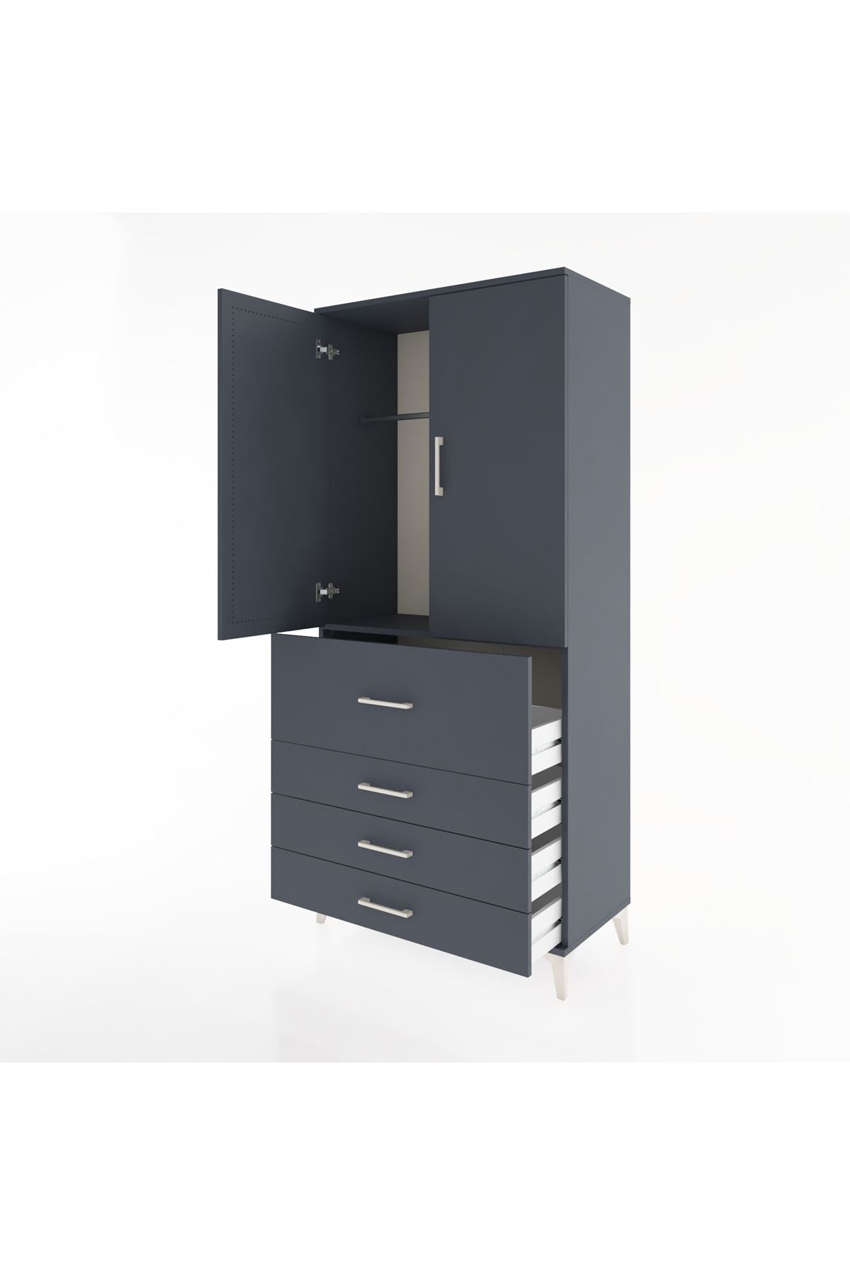 Hyperion Dolap Tek Raflı 4 Çekmeceli Tek Askılı 88x44x195 - S60M062V5B