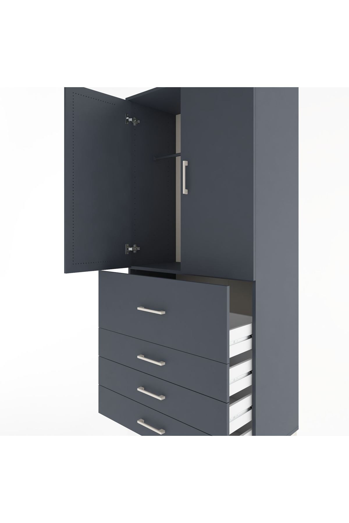 Hyperion Dolap Tek Raflı 4 Çekmeceli Tek Askılı 88x44x195 - S60M062V5B