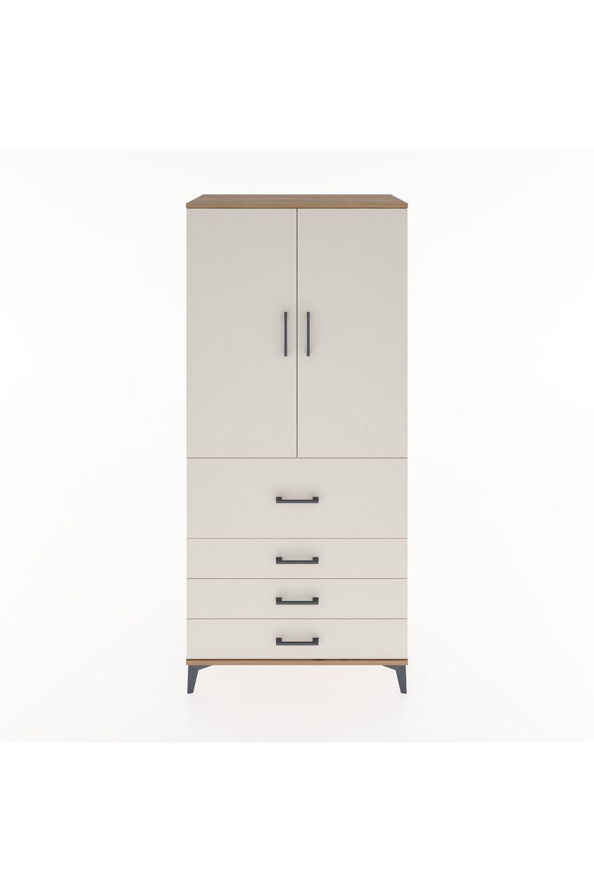 Hyperion Dolap Tek Raflı 4 Çekmeceli Tek Askılı 88x44x195 - S60M062V7B