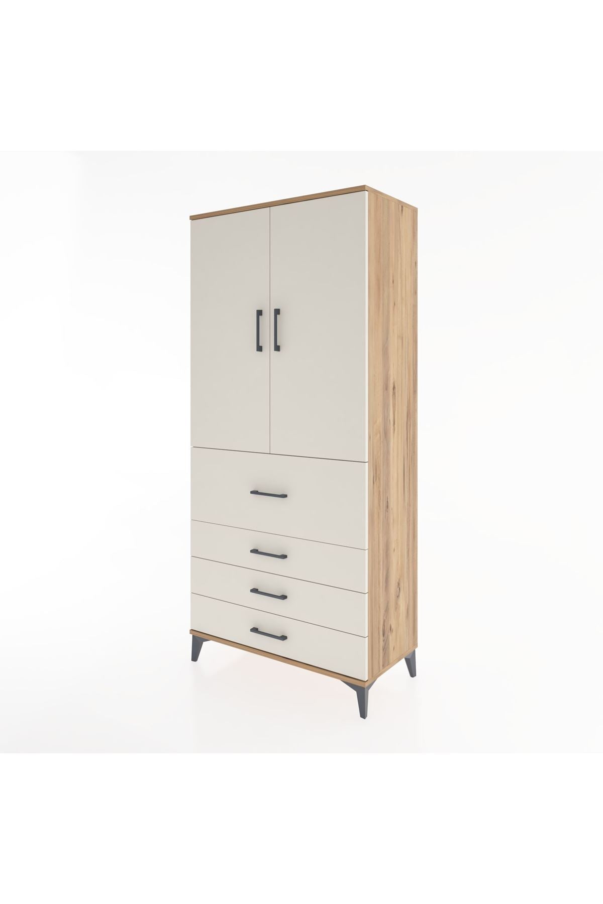 Hyperion Dolap Tek Raflı 4 Çekmeceli Tek Askılı 88x44x195 - S60M062V7B