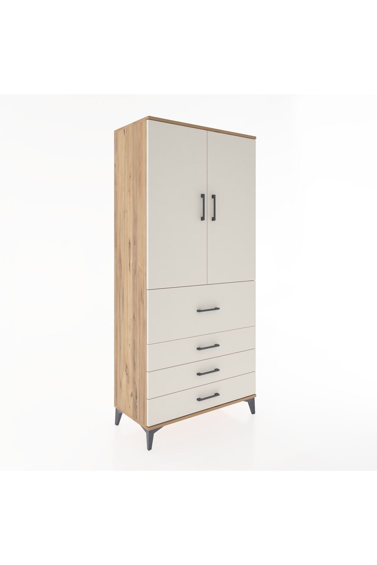 Hyperion Dolap Tek Raflı 4 Çekmeceli Tek Askılı 88x44x195 - S60M062V7B