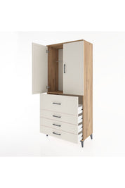 Hyperion Dolap Tek Raflı 4 Çekmeceli Tek Askılı 88x44x195 - S60M062V7B