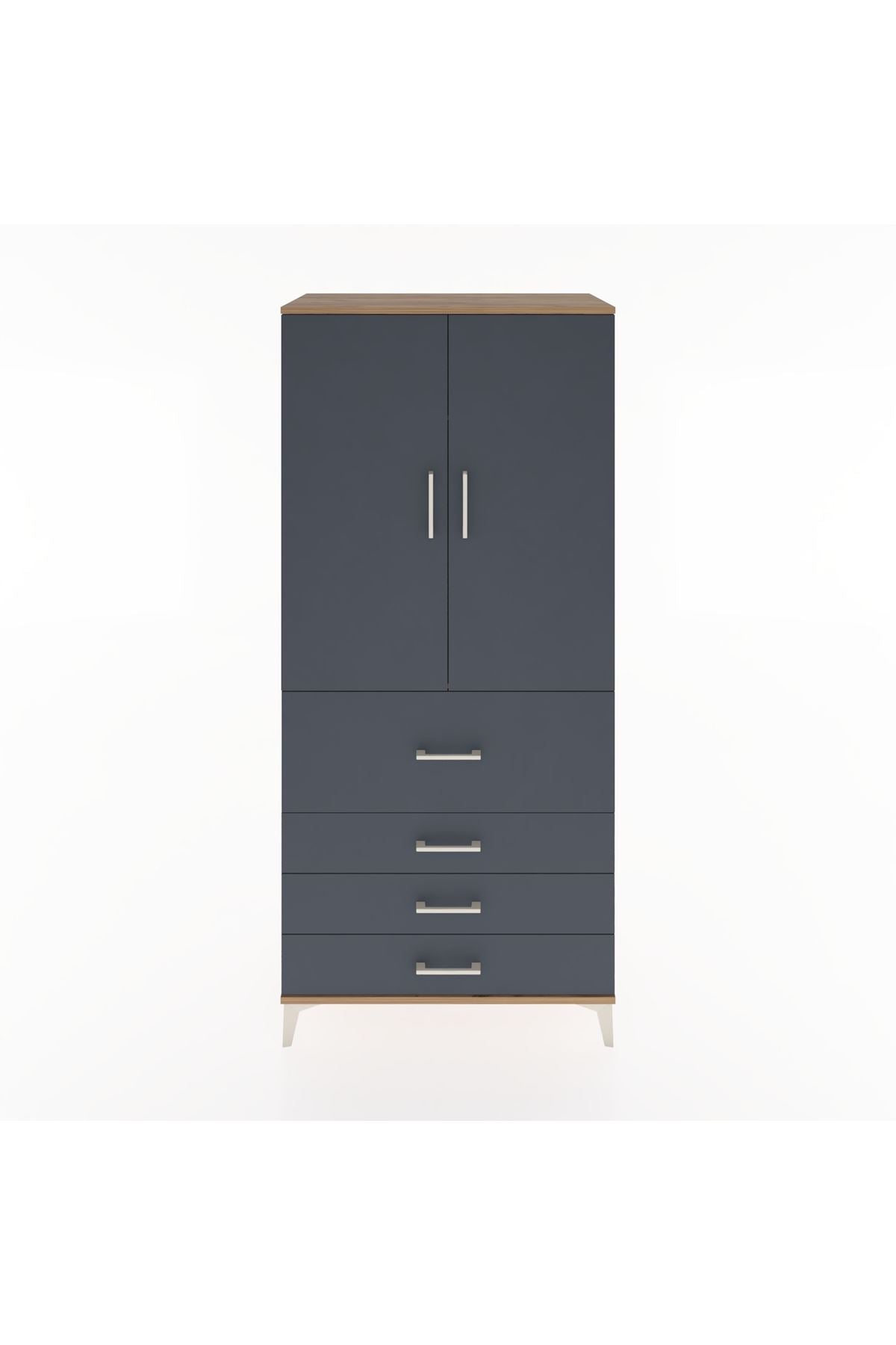 Hyperion Dolap Tek Raflı 4 Çekmeceli Tek Askılı 88x44x195 - S60M062V8B