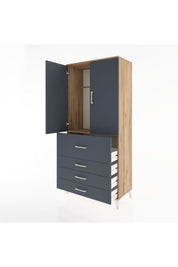 Hyperion Dolap Tek Raflı 4 Çekmeceli Tek Askılı 88x44x195 - S60M062V8B