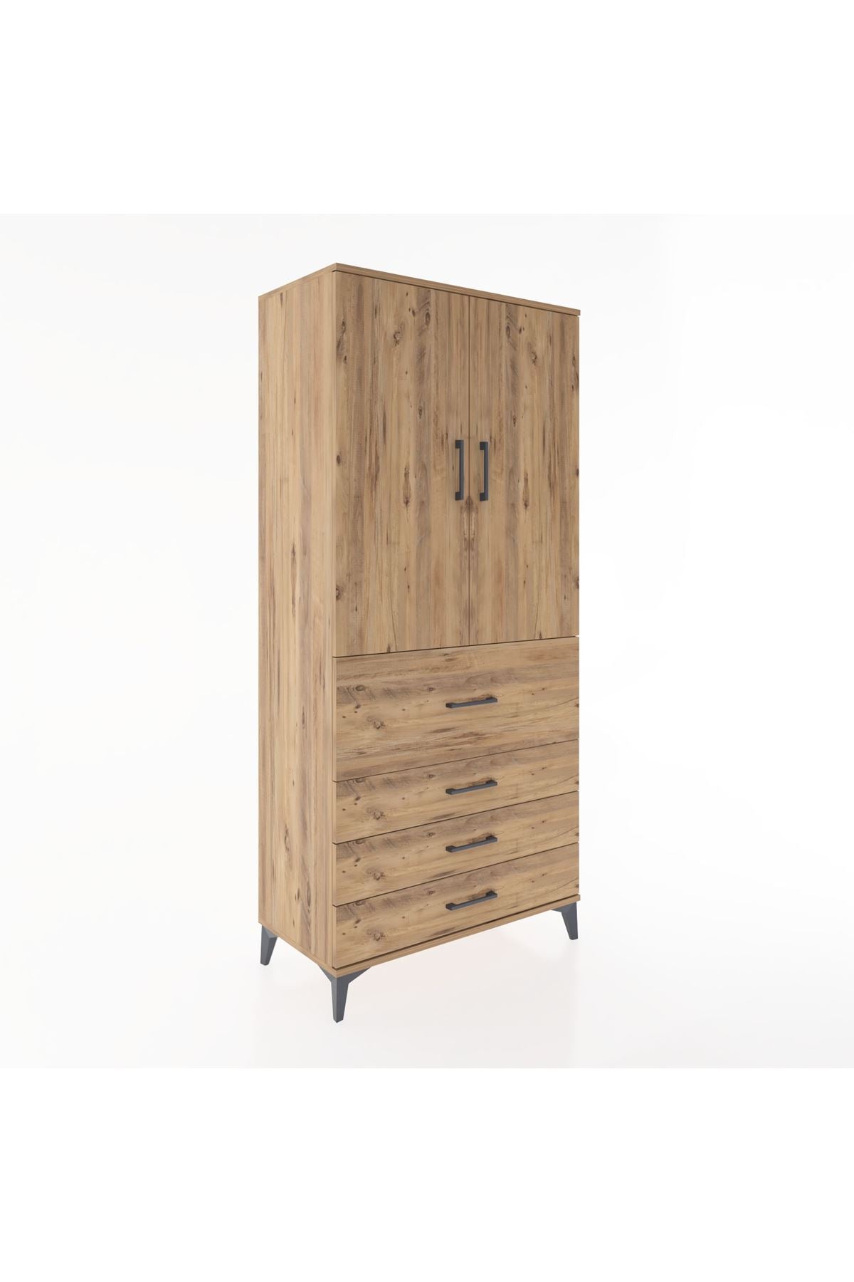 Hyperion Dolap Tek Raflı 4 Çekmeceli Tek Askılı 88x44x195 - S60M062V9B