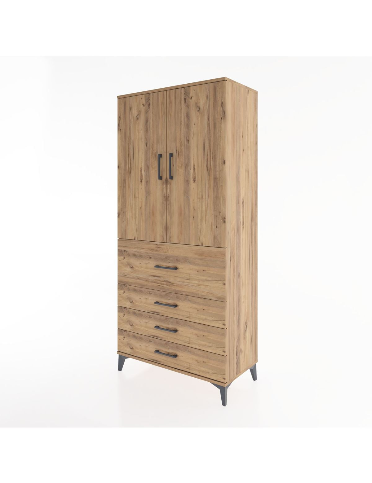 Hyperion Dolap Tek Raflı 4 Çekmeceli Tek Askılı 88x44x195 - S60M062V9B