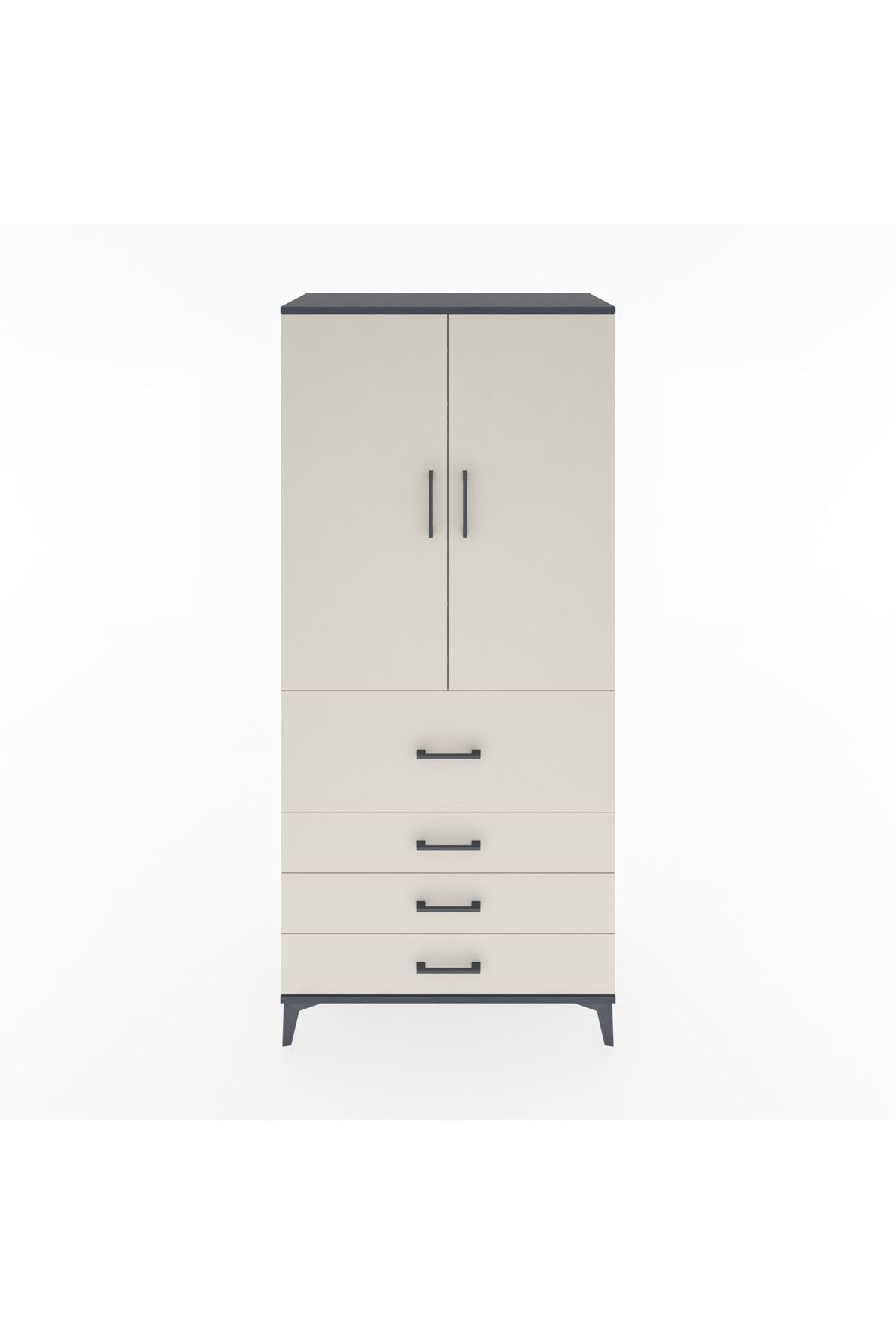 Hyperion Dolap 3 Raflı 4 Çekmeceli 2 Kapaklı 88x44x195 - S60M063V4B