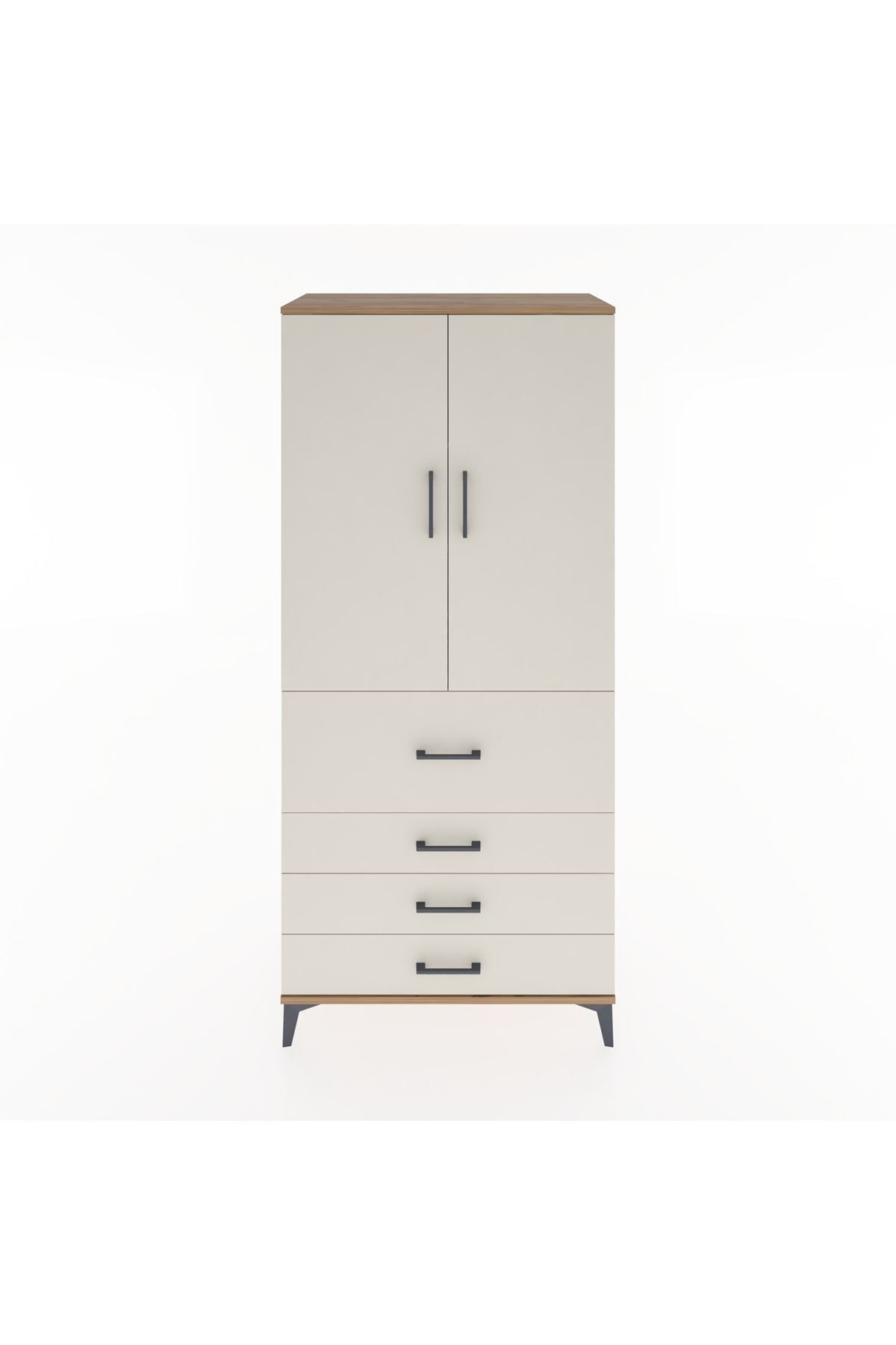 Hyperion Dolap 3 Raflı 4 Çekmeceli 2 Kapaklı 88x44x195 - S60M063V7B