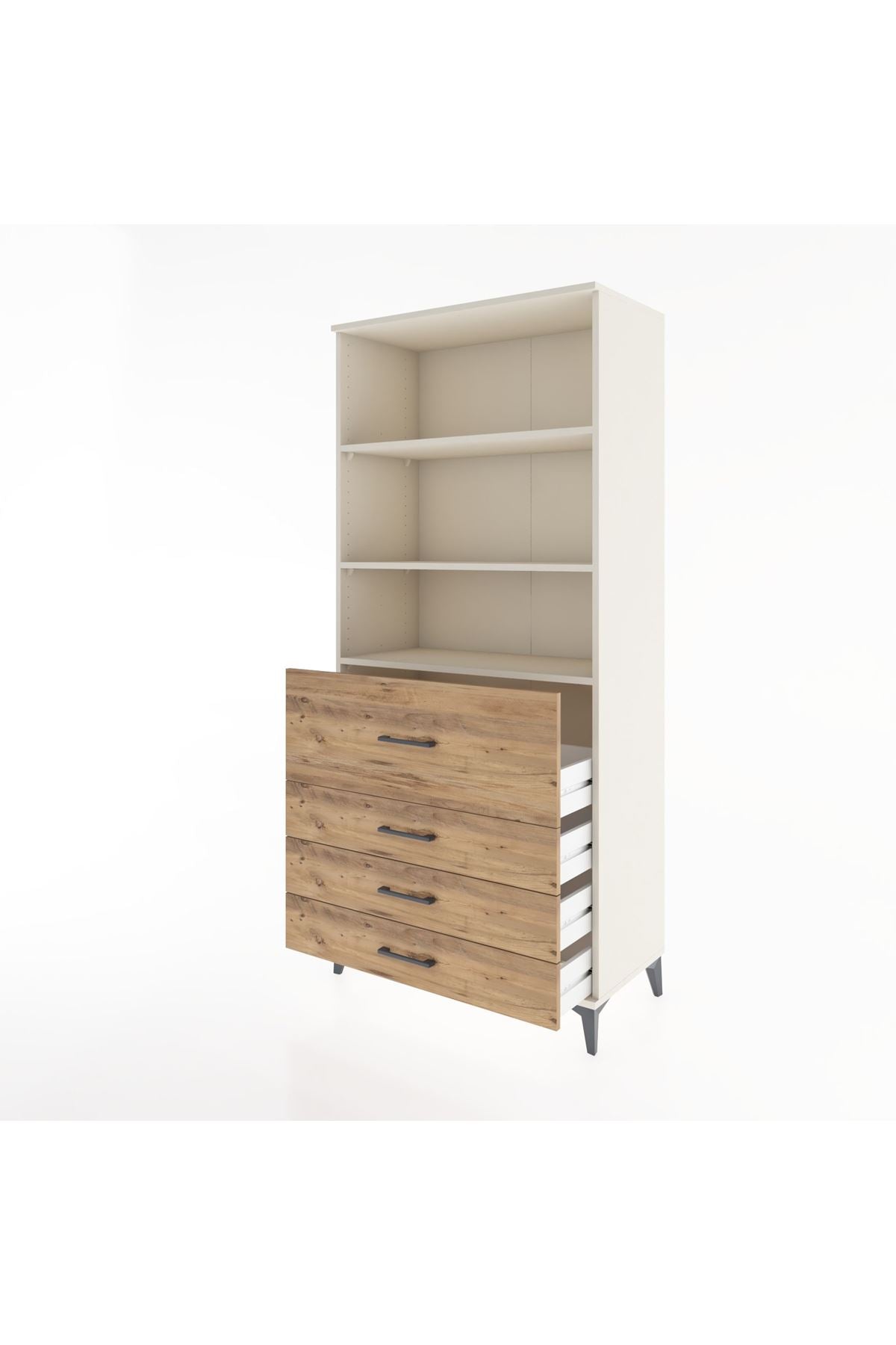 Hyperion Dolap 3 Raflı 4 Çekmeceli 88x44x195 - S60M064V3B