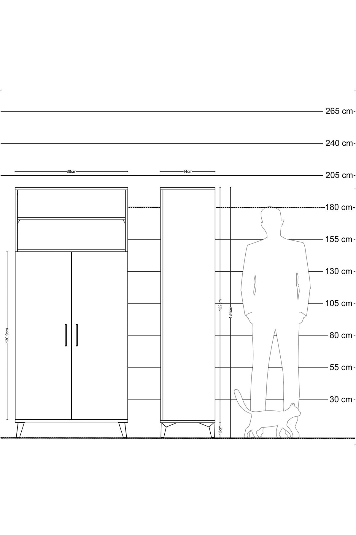 Hyperion Dolap 5 Raflı 2 Kapaklı 88x44x195 - S60M067V2B