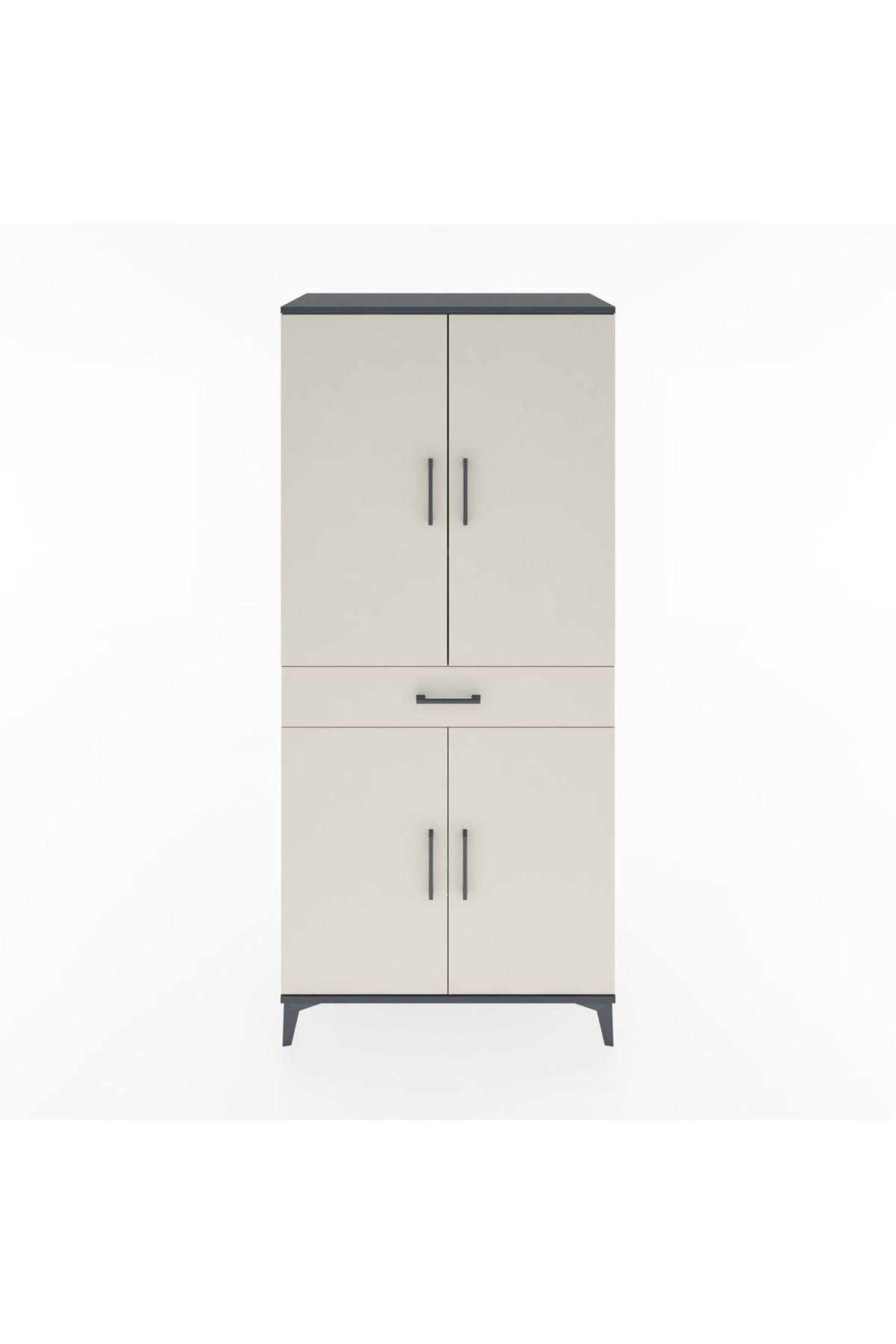 Hyperion Dolap 4 Raflı Tek Çekmeceli 4 Kapaklı 88x44x195 - S60M071V4B