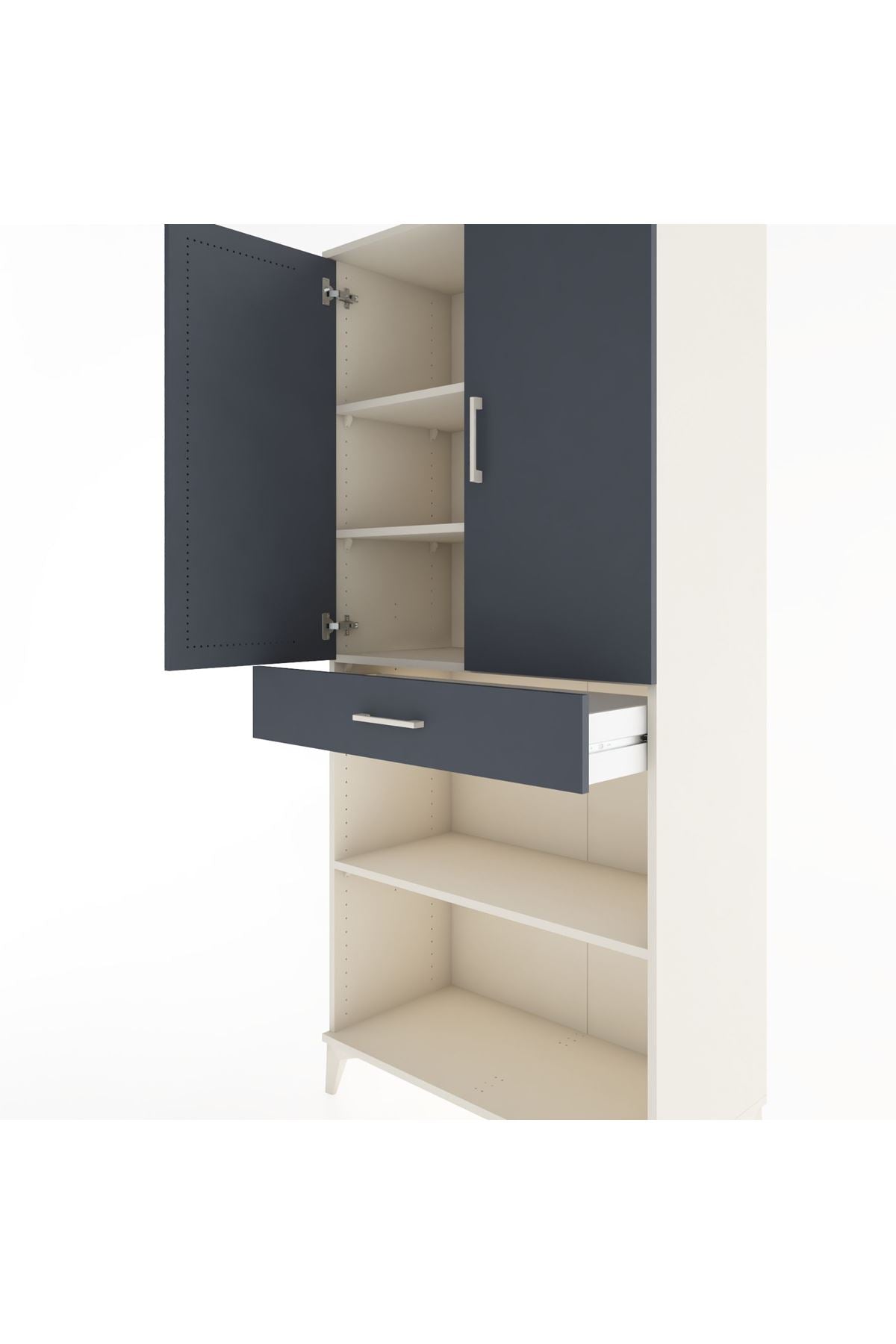 Hyperion Dolap 4 Raflı Tek Çekmeceli 2 Kapaklı 88x44x195 - S60M072V2B