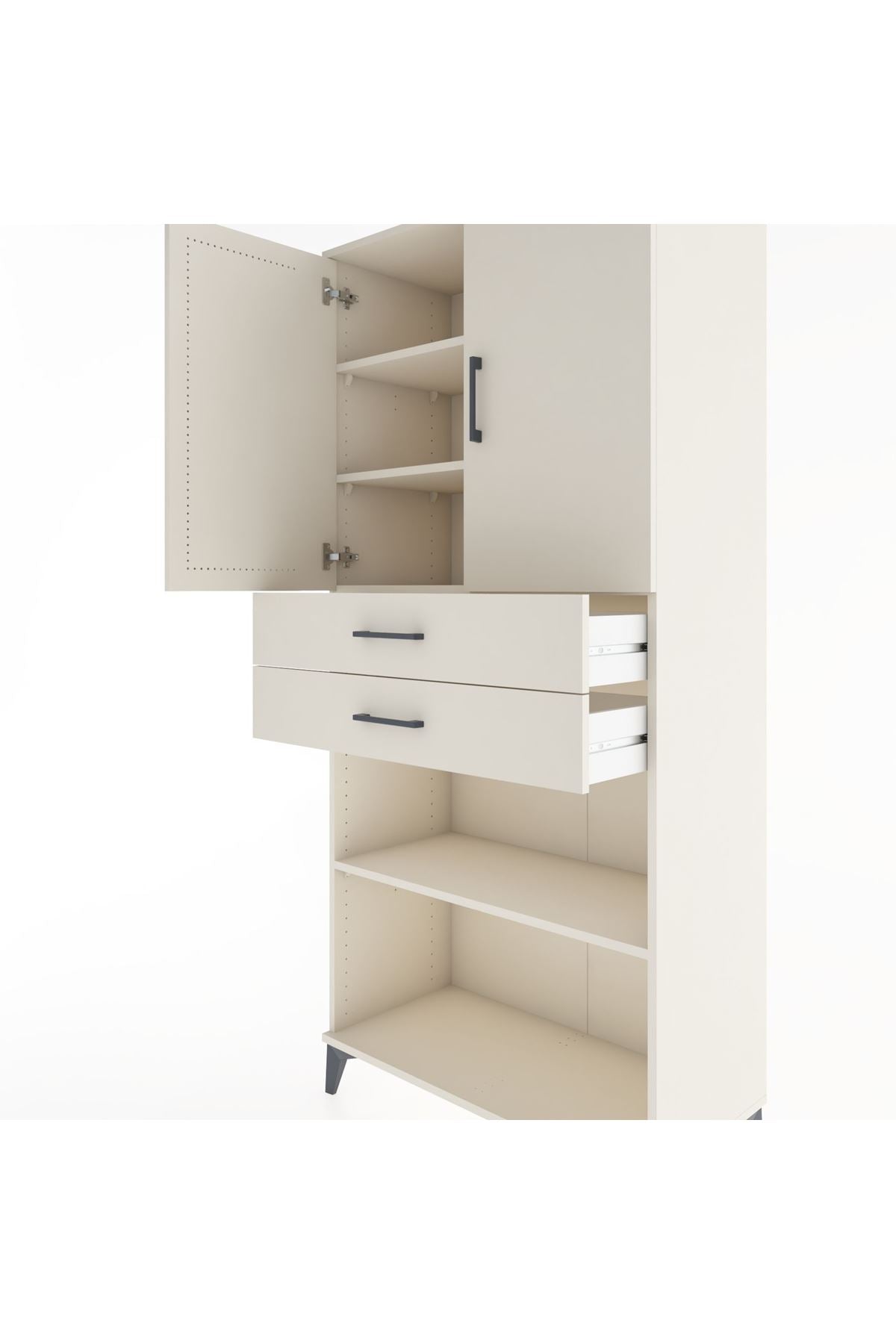 Hyperion Dolap 4 Raflı 2 Çekmeceli 2 Kapaklı 88x44x195 - S60M075V1B