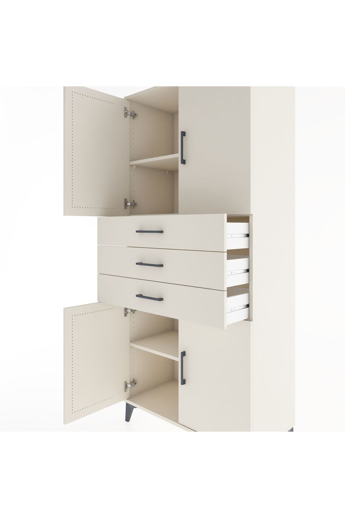 Hyperion Dolap 3 Raflı 3 Çekmeceli 4 Kapaklı 88x44x195 - S60M077V1B