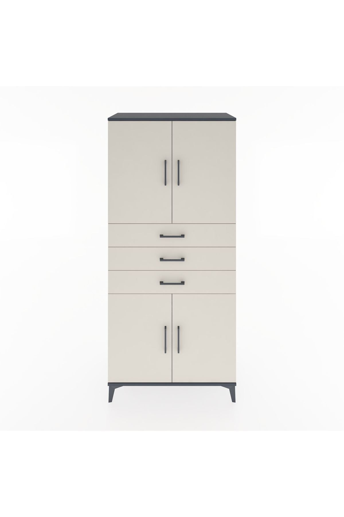 Hyperion Dolap 3 Raflı 3 Çekmeceli 4 Kapaklı 88x44x195 - S60M077V4B