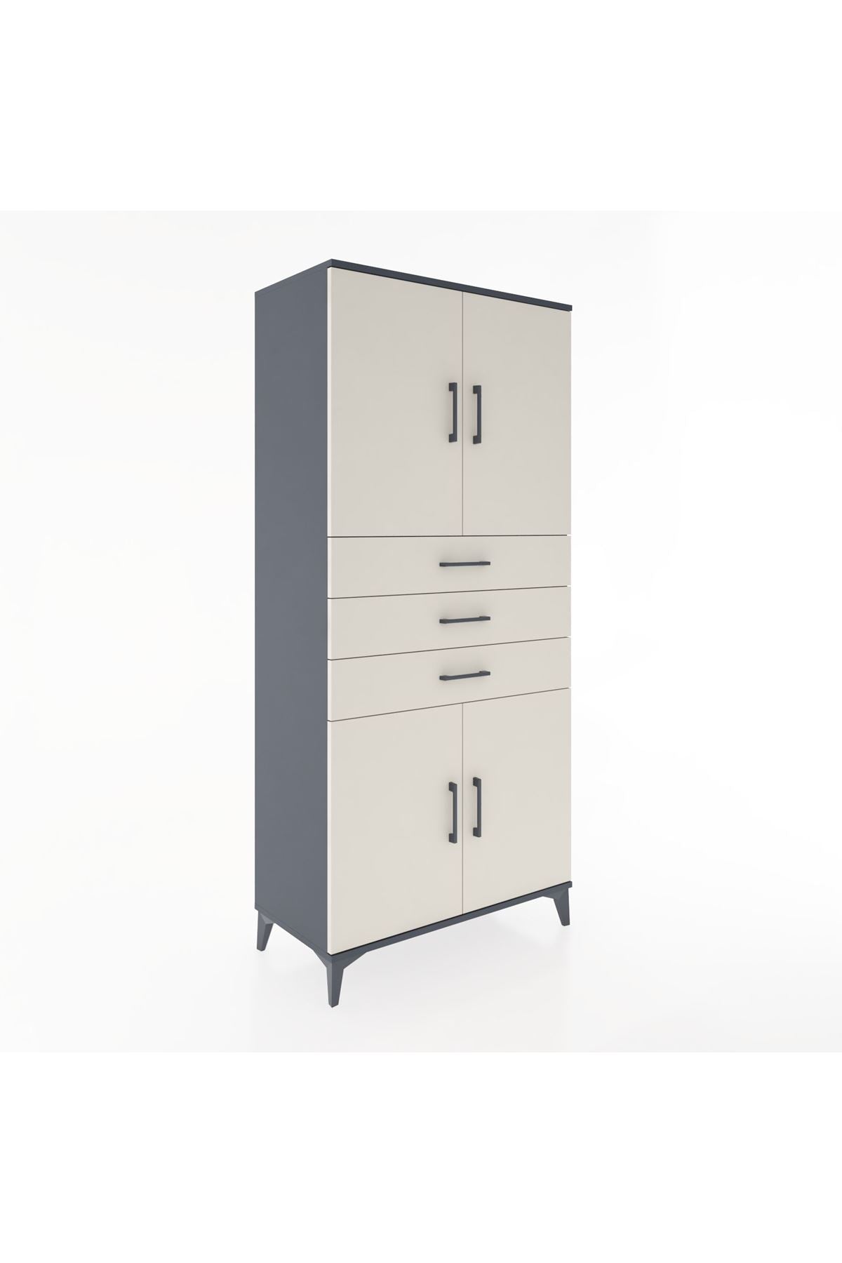 Hyperion Dolap 3 Raflı 3 Çekmeceli 4 Kapaklı 88x44x195 - S60M077V4B