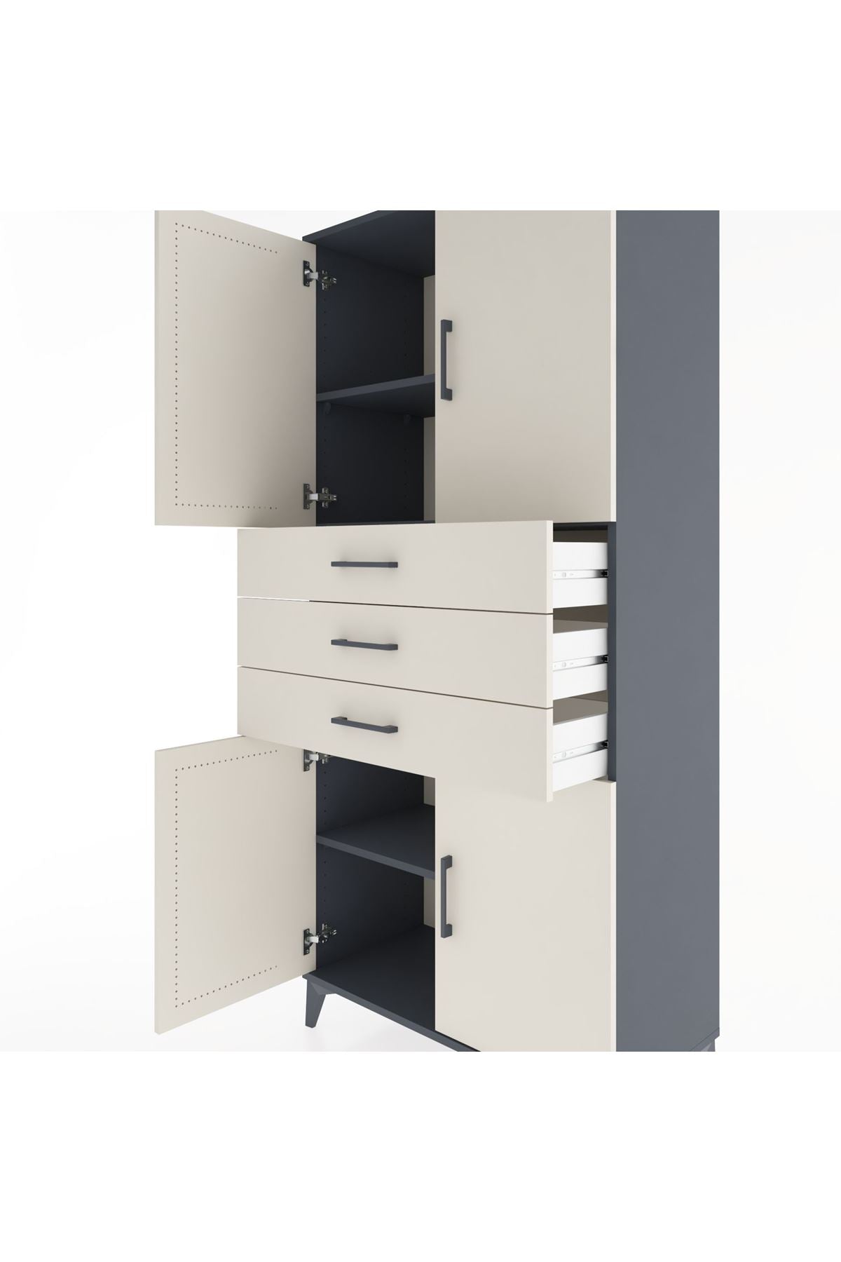 Hyperion Dolap 3 Raflı 3 Çekmeceli 4 Kapaklı 88x44x195 - S60M077V4B