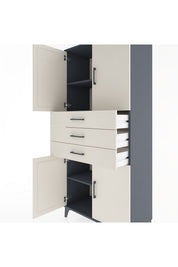 Hyperion Dolap 3 Raflı 3 Çekmeceli 4 Kapaklı 88x44x195 - S60M077V4B