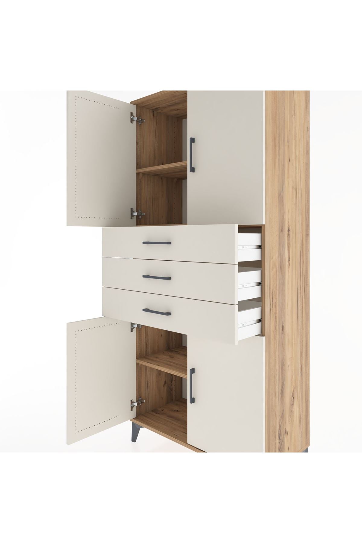 Hyperion Dolap 3 Raflı 3 Çekmeceli 4 Kapaklı 88x44x195 - S60M077V7B