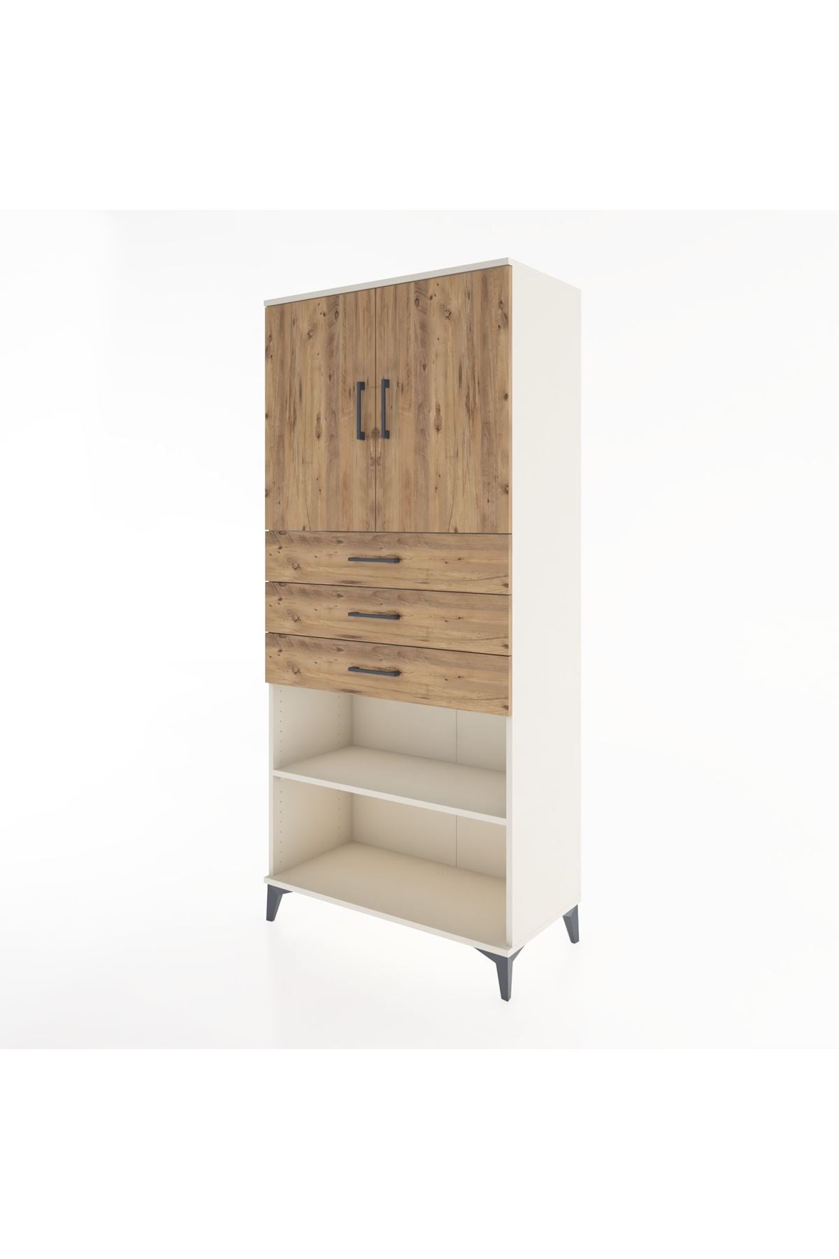 Hyperion Dolap 3 Raflı 3 Çekmeceli 2 Kapaklı 88x44x195 - S60M078V3B
