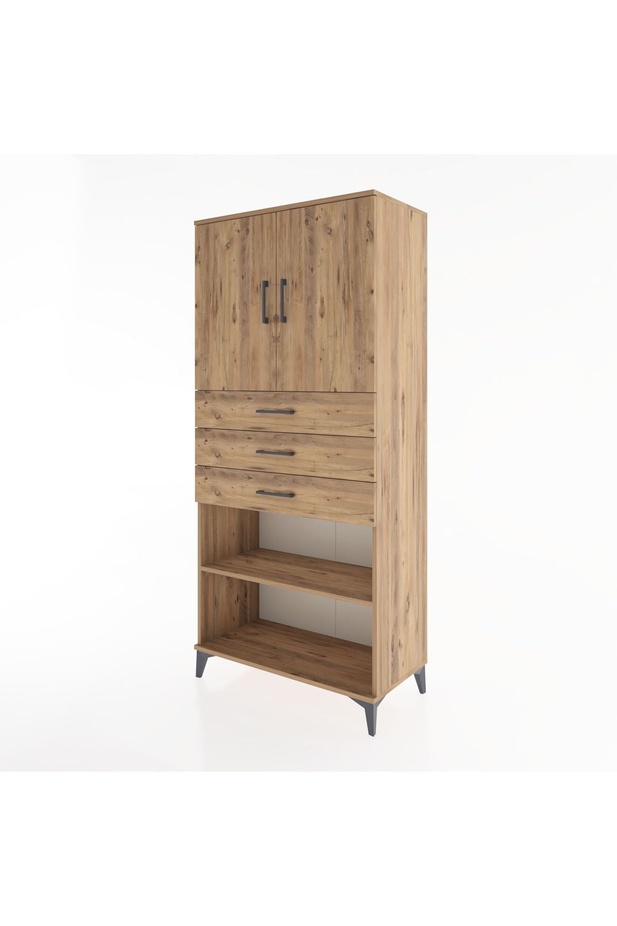 Hyperion Dolap 3 Raflı 3 Çekmeceli 2 Kapaklı 88x44x195 - S60M078V9B