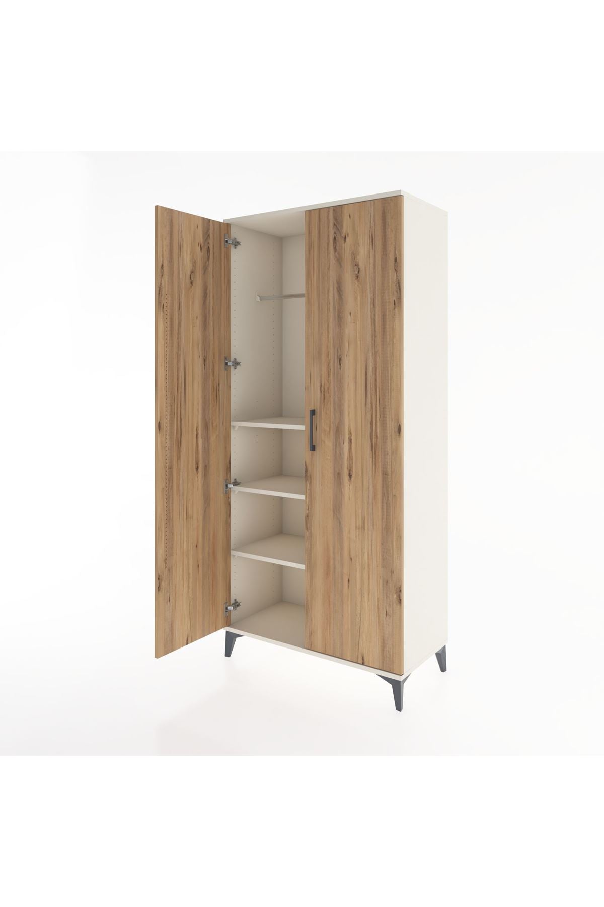 Hyperion Dolap 3 Raflı 2 Kapaklı Tek Askılı 88x44x195 - S60M080V3B