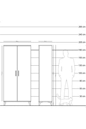 Hyperion Dolap 3 Raflı 2 Kapaklı Tek Askılı 88x44x195 - S60M080V5B