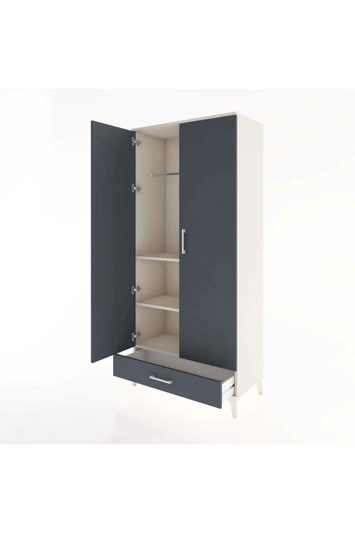 Hyperion Dolap 3 Raflı Tek Çekmeceli Tek Askılı 88x44x195 - S60M082V2B