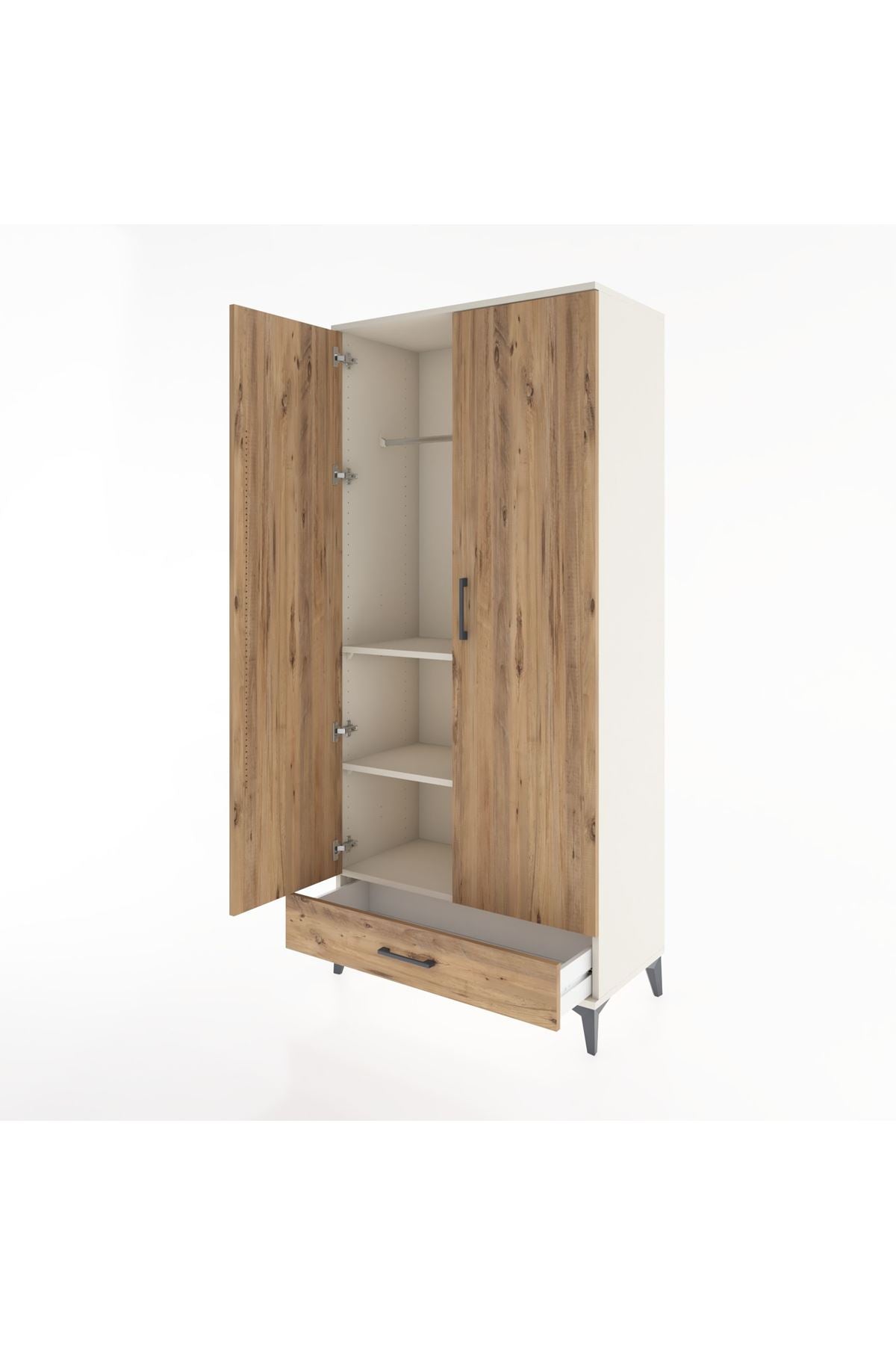 Hyperion Dolap 3 Raflı Tek Çekmeceli Tek Askılı 88x44x195 - S60M082V3B