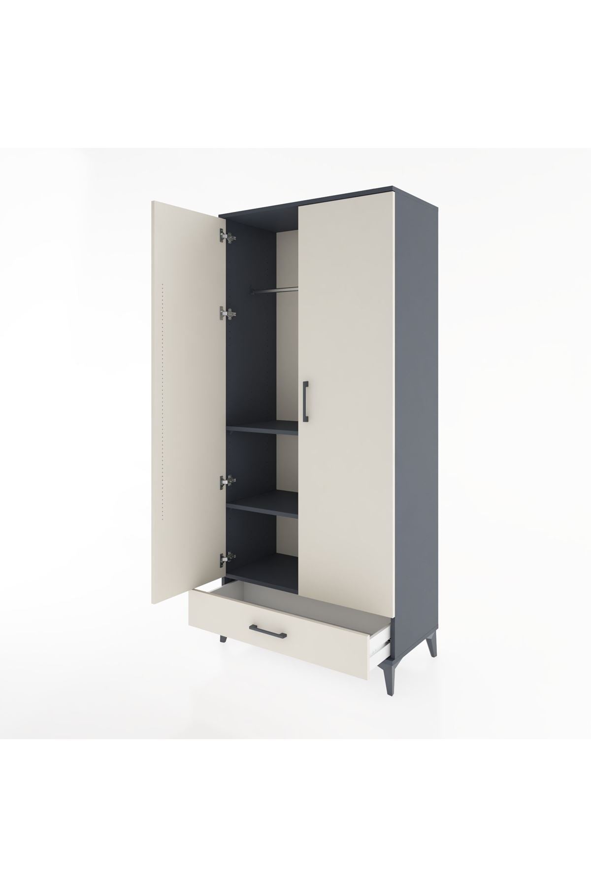 Hyperion Dolap 3 Raflı Tek Çekmeceli Tek Askılı 88x44x195 - S60M082V4B