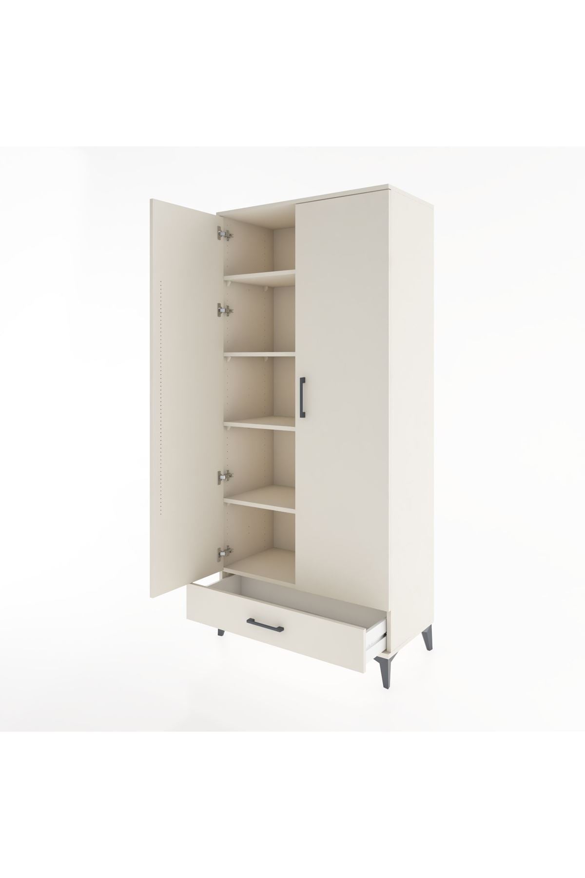 Hyperion Dolap 5 Raflı Tek Çekmeceli 2 Kapaklı 88x44x195 - S60M083V1B