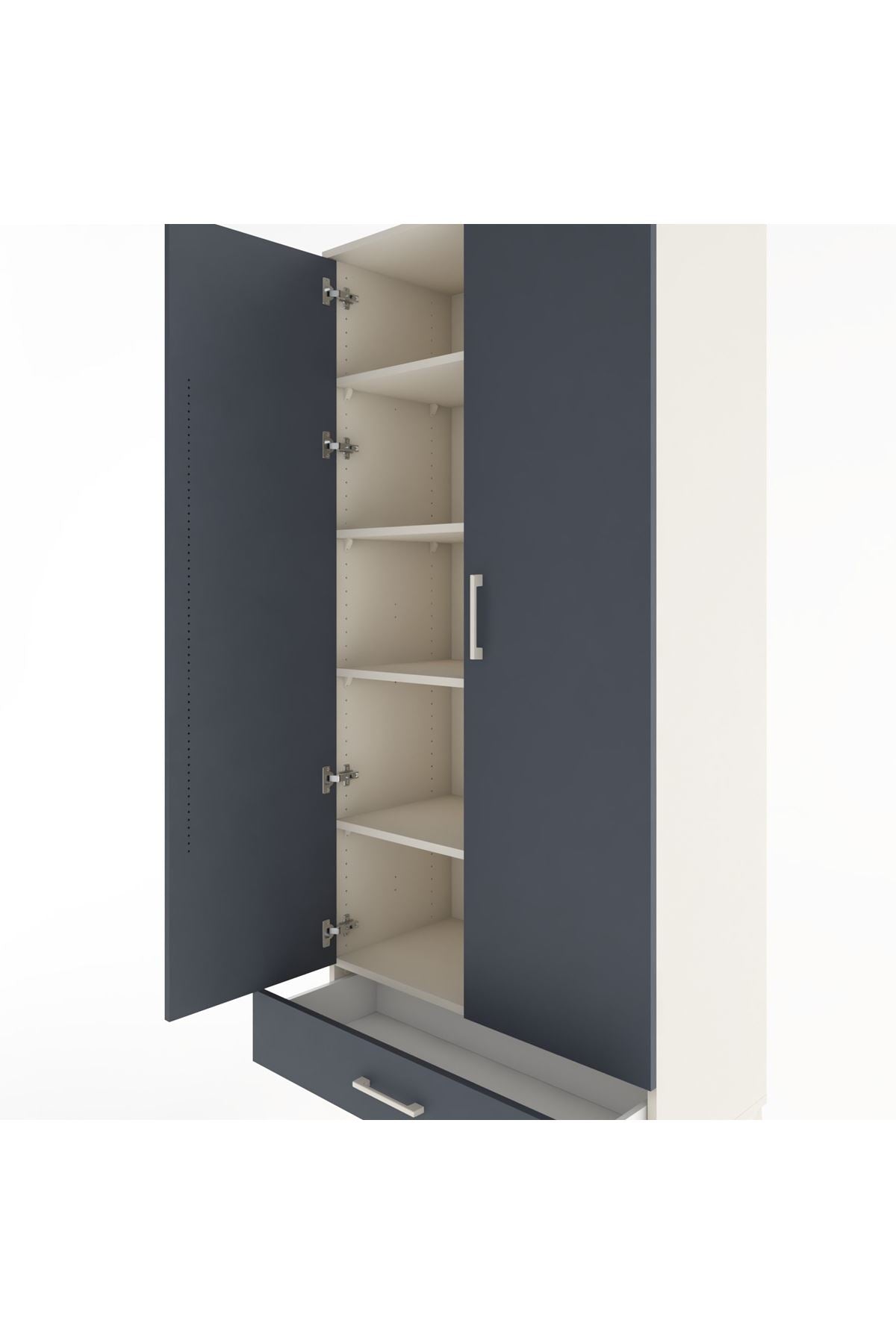 Hyperion Dolap 5 Raflı Tek Çekmeceli 2 Kapaklı 88x44x195 - S60M083V2B
