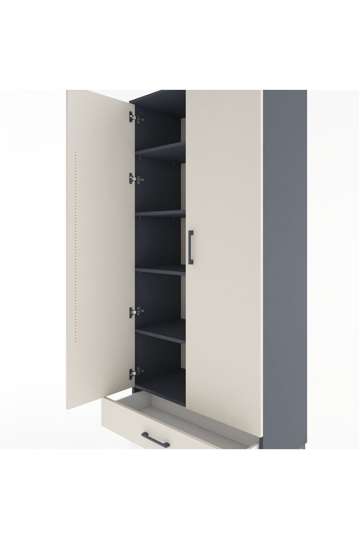 Hyperion Dolap 5 Raflı Tek Çekmeceli 2 Kapaklı 88x44x195 - S60M083V4B