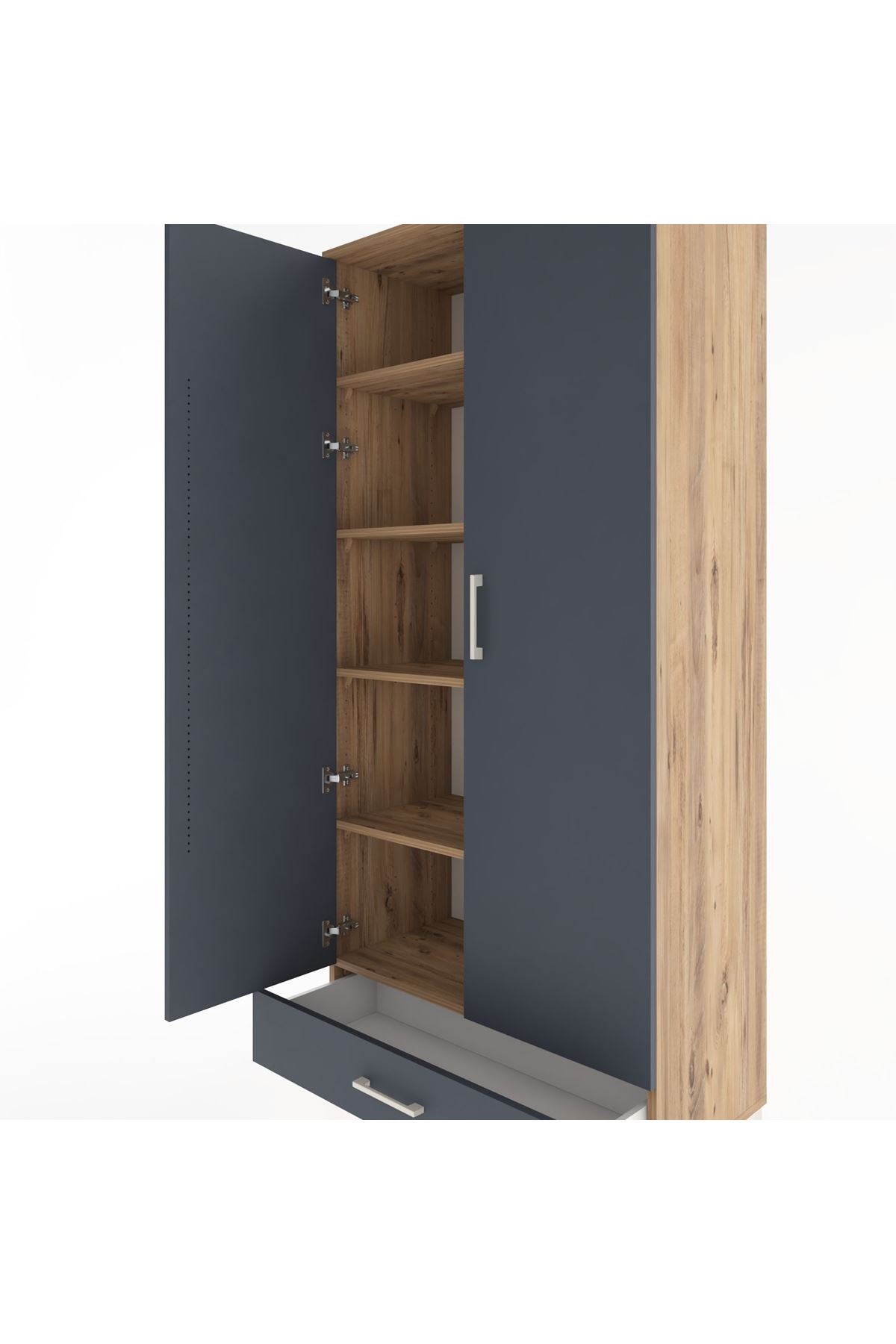 Hyperion Dolap 5 Raflı Tek Çekmeceli 2 Kapaklı 88x44x195 - S60M083V8B
