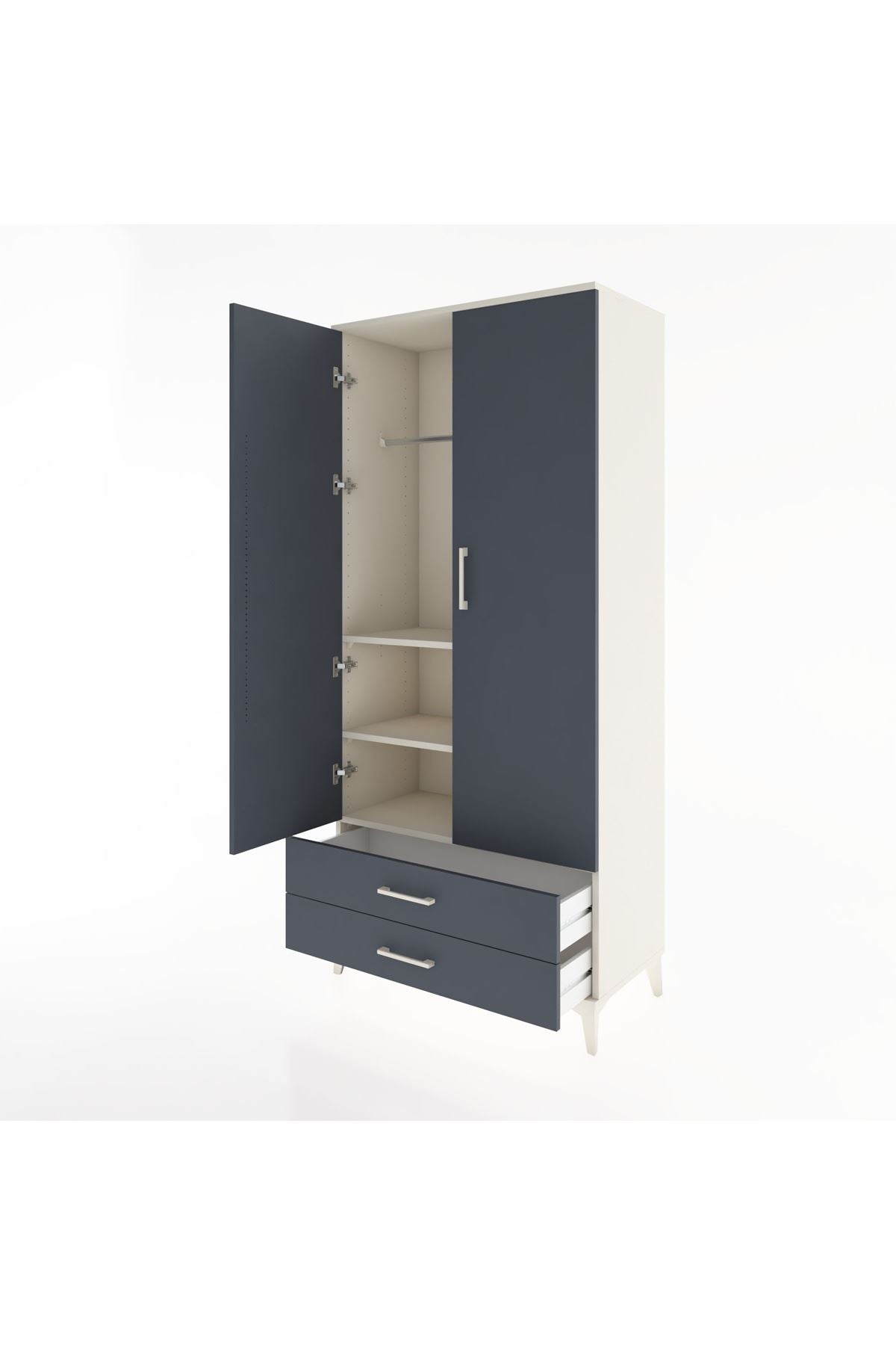 Hyperion Dolap 3 Raflı 2 Çekmeceli Tek Askılı 88x44x195 - S60M085V2B
