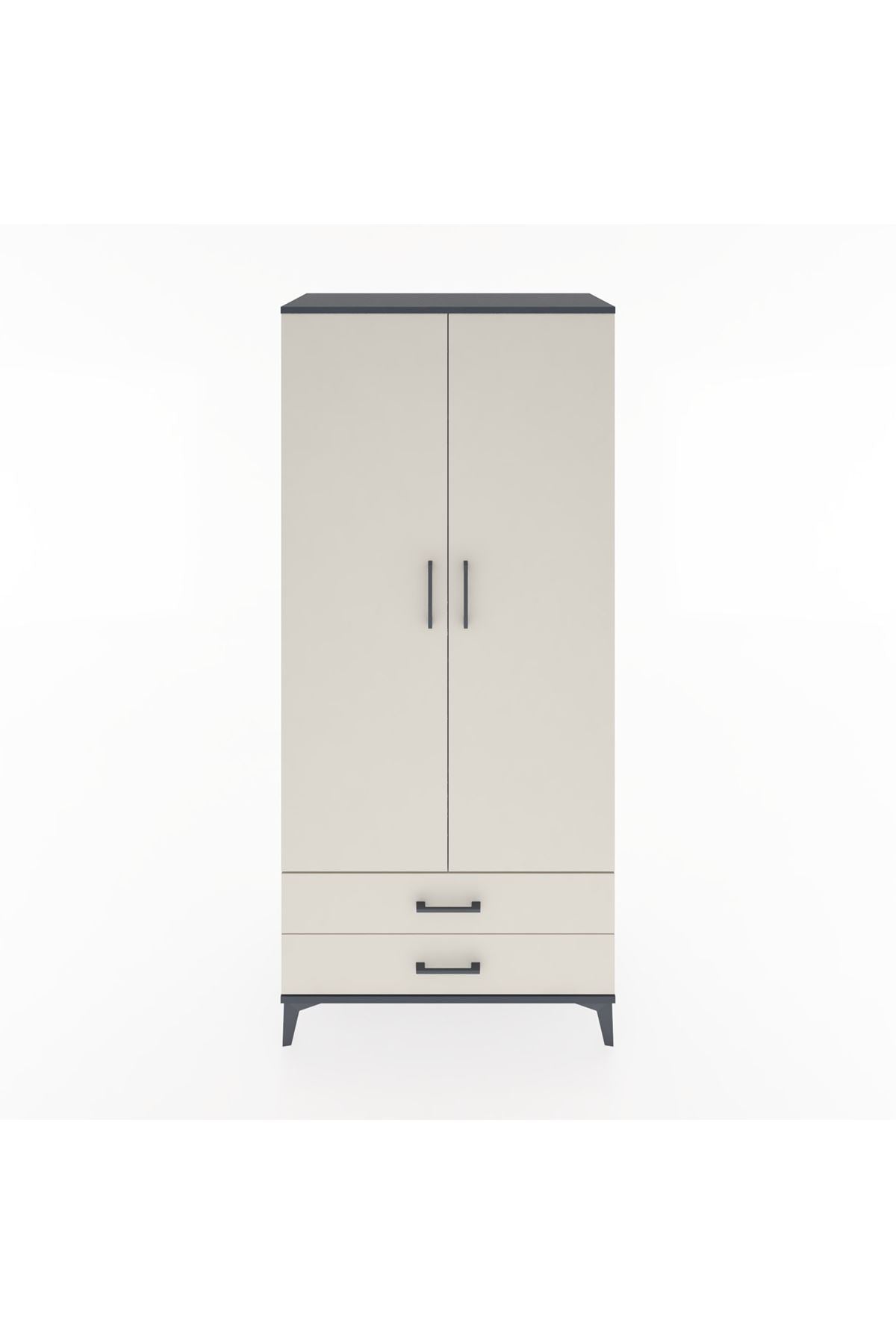 Hyperion Dolap 3 Raflı 2 Çekmeceli Tek Askılı 88x44x195 - S60M085V4B