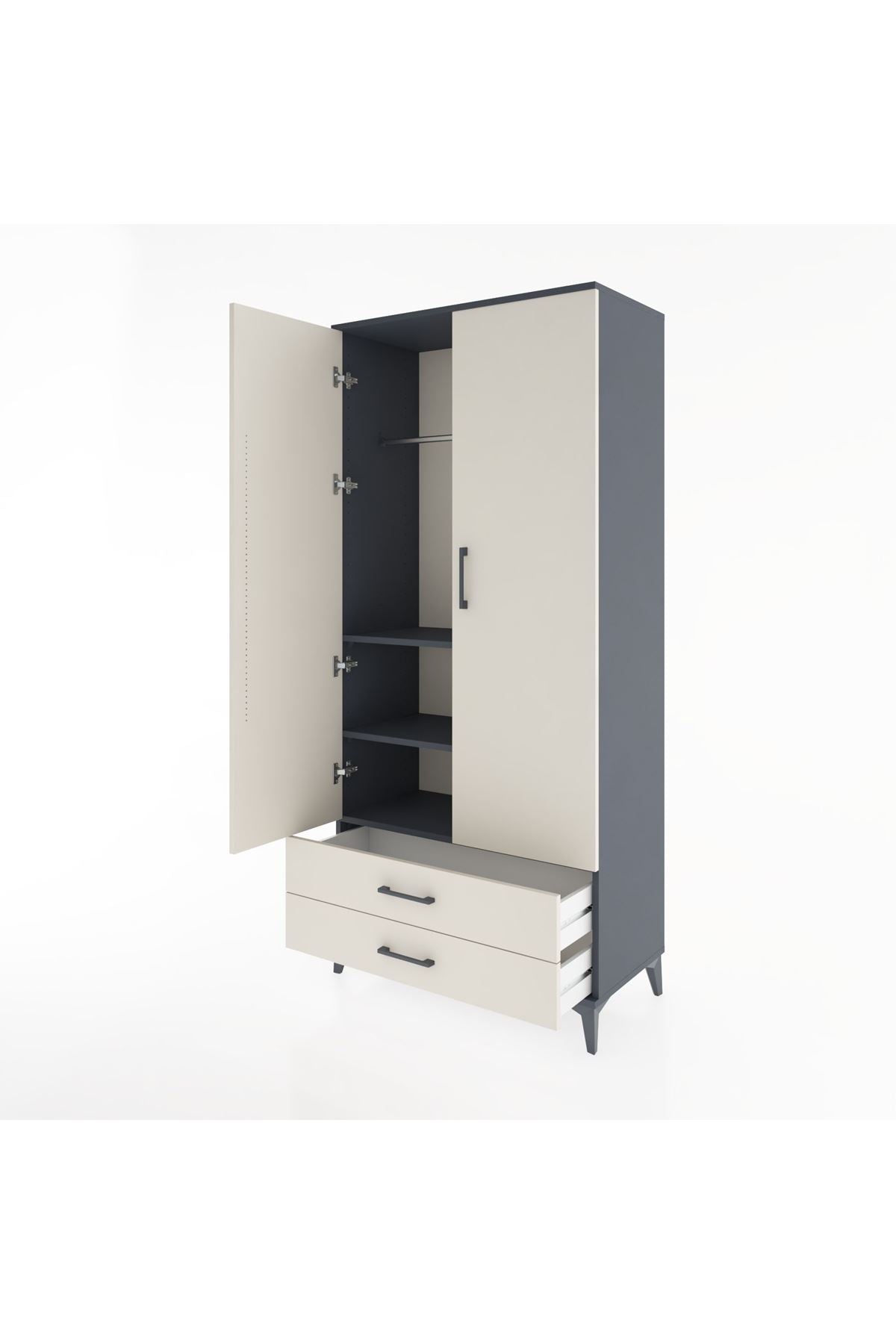 Hyperion Dolap 3 Raflı 2 Çekmeceli Tek Askılı 88x44x195 - S60M085V4B