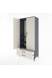 Hyperion Dolap 3 Raflı 2 Çekmeceli Tek Askılı 88x44x195 - S60M085V4B