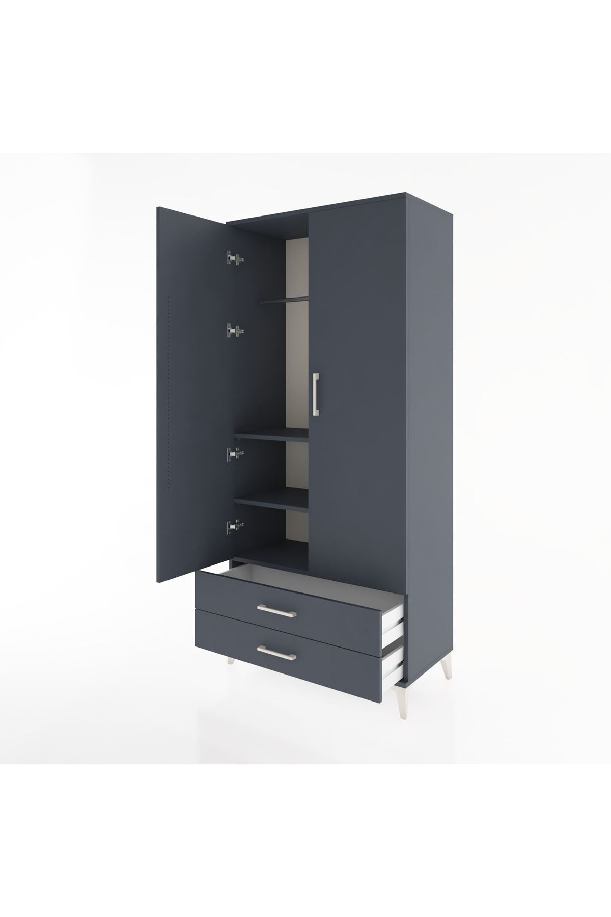 Hyperion Dolap 3 Raflı 2 Çekmeceli Tek Askılı 88x44x195 - S60M085V5B